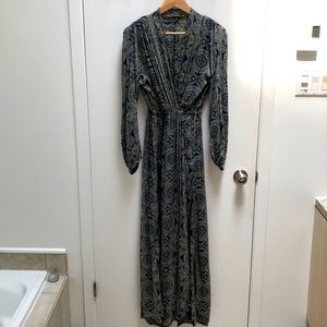 Elegant Blue and White Maxi Dress - Anthropologie